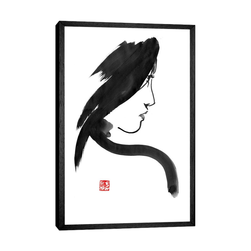 Geisha Profile by Péchane - Print on Canvas, Black Framed, 66.04 cm H x 45.72 cm W