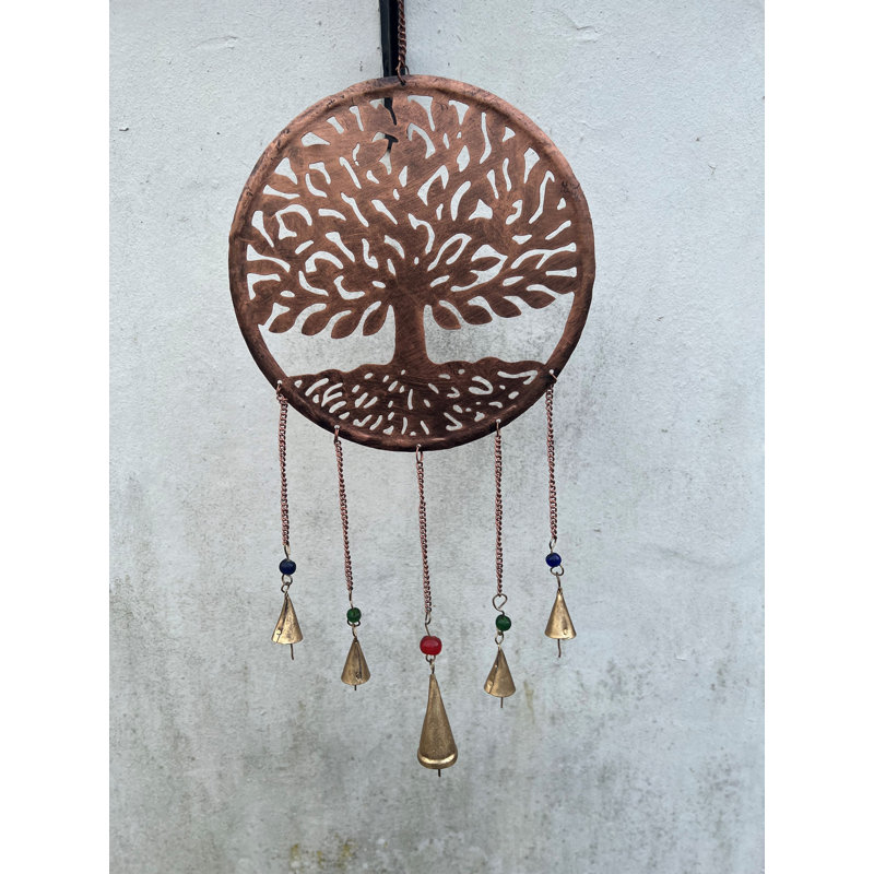 Tree of Life Hanging With Bells Gold Wall Décor