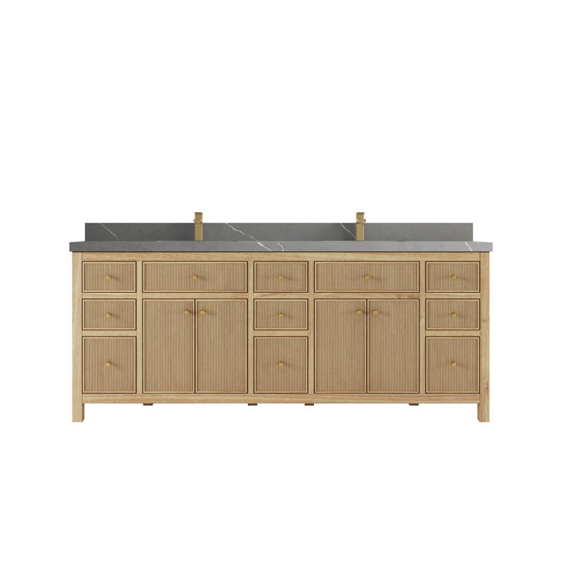 Ensemble de meuble-lavabo double 84 po, Gris Piatra, Noir