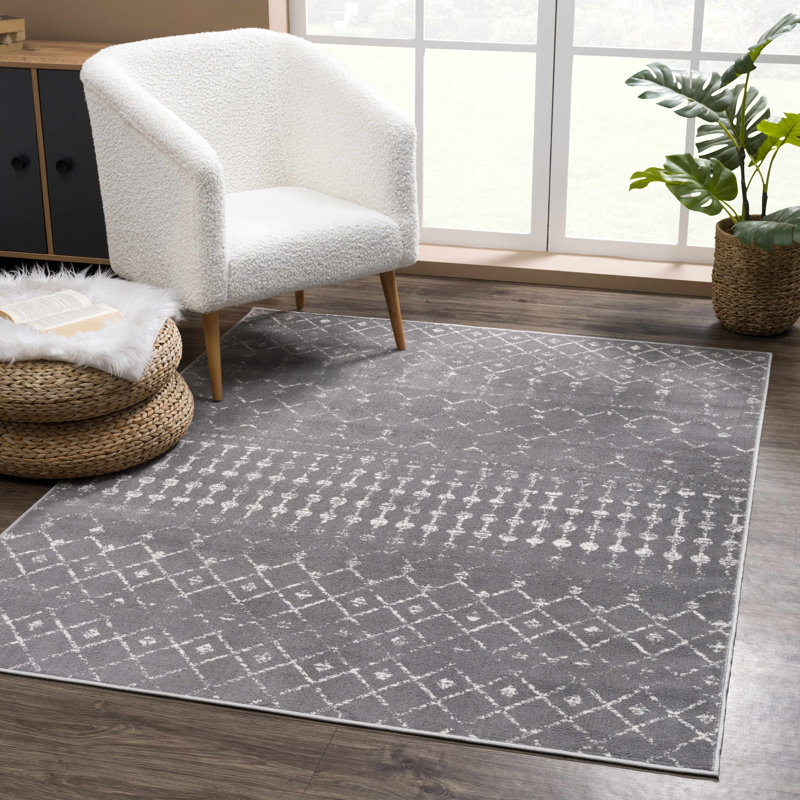 Dounia Southwestern Indoor Rug, Rectangle 3'11" x 5'7", Dark Gray
