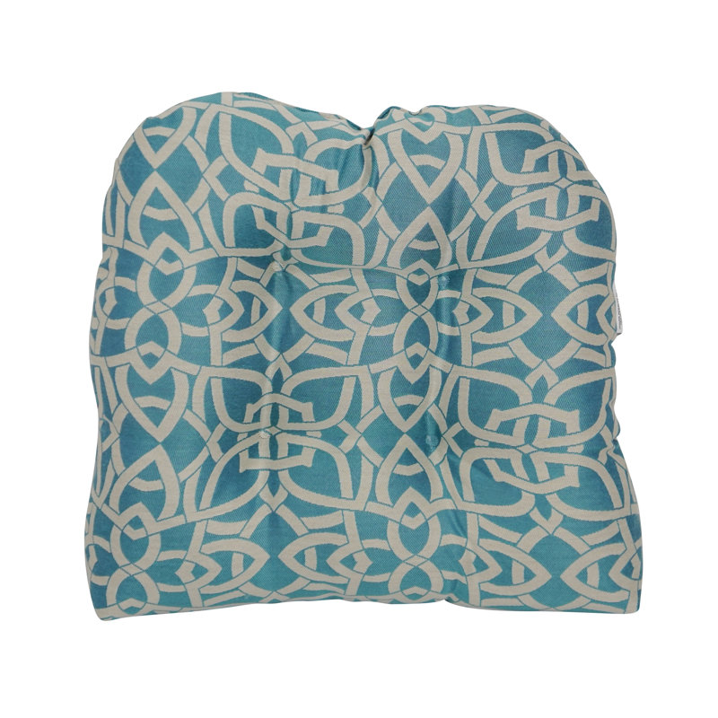 Outdoor 5'' Seat Cushion, Teal/White