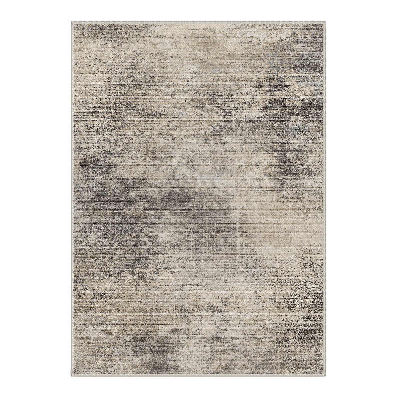 Aura Abstract Mocha Brown Machine Washable Indoor Area Rug With Non-Slip Backing, Rectangle 8' x 10'