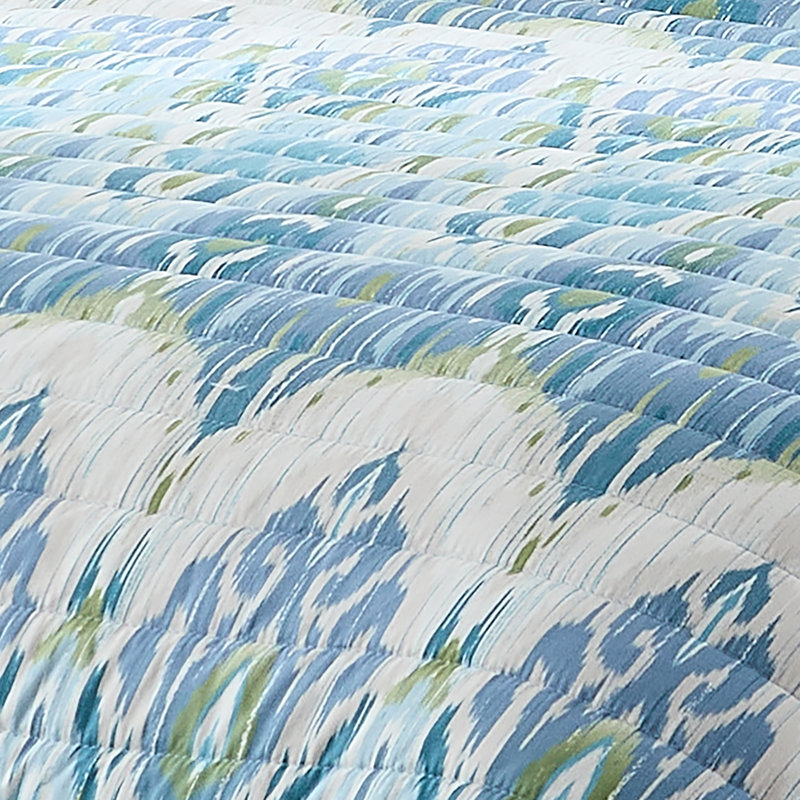 Ikat Drops Quilt Teal 3Pc Set, King Quilt + 2 Shams