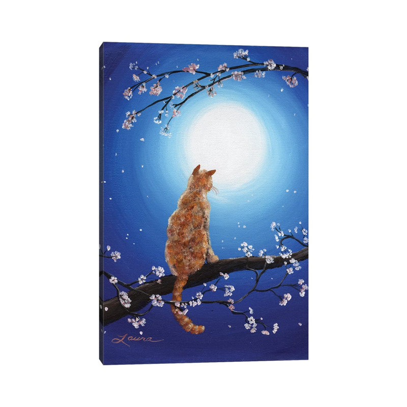 Ginger Cat In Blue Moonlight by Laura Iverson - Wrapped Canvas Print, 66.04 cm H x 45.72 cm W x 3.175 cm D