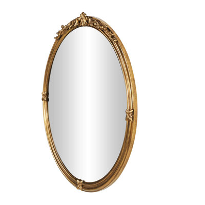 Kayeson Metal Layered Frame Scroll Gold Wall Mirror with Floral Accents