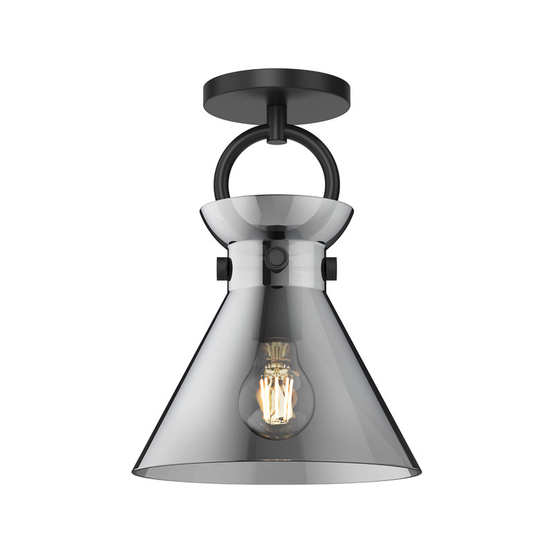 Plafonnier semi-encastré en verre Tiney, Noir mat, Fumée