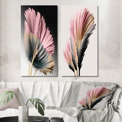 " Pink And Beige Gerbera Hyperrealistic Flowers " 2 - Pieces