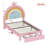 Upholstered Rainbow Design Bed, Velvet Princess Platform Bed With Storage Drawer, No Box-Spring Needed,Colorful&Pink-113432621