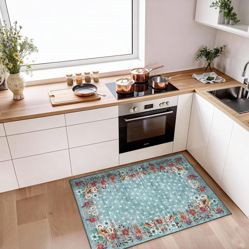 Area Rug  for Living Room Washable Floral Area Rug Soft Stain Resistant Indoor Carpet Low-Pile, Non-Slip Carpet for Bedroom, Dining Room