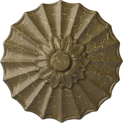 Médaillon de plafond Endurathane Benson, DO 9 po x P 4 1/8 po x P 5/8 po (convient aux auvents jusqu'à 4 1/8 po), finition or riche peinte à la main