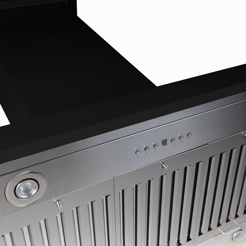 ZLINE 30 In. Convertible Vent Wooden Island Mount Range Hood, Black