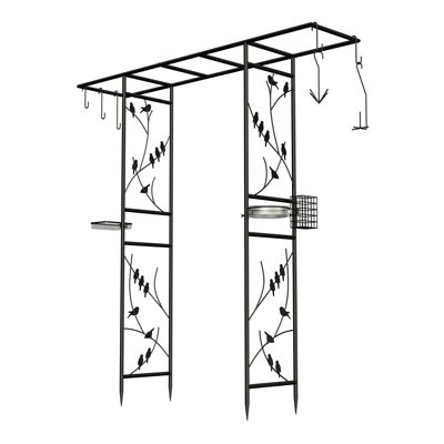 213cm W x 40.64cm D Steel Arbour in Black