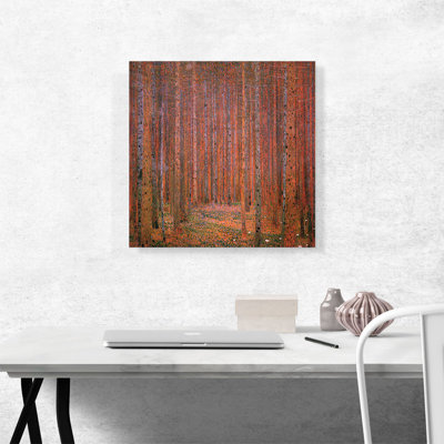«Fir Forest I» par Gustav Klimt - reproduction d'art sur toile tendue