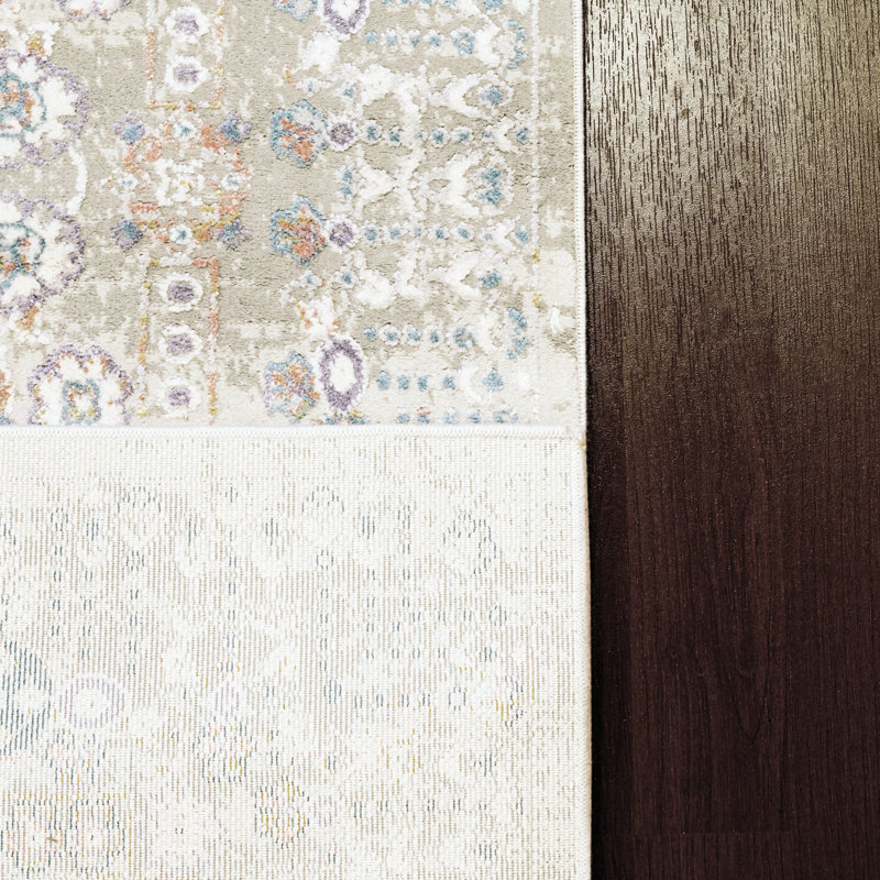 Tapis bleu / beige Layana, Rectangle 6 pi 7 po x 9 pi 6 po