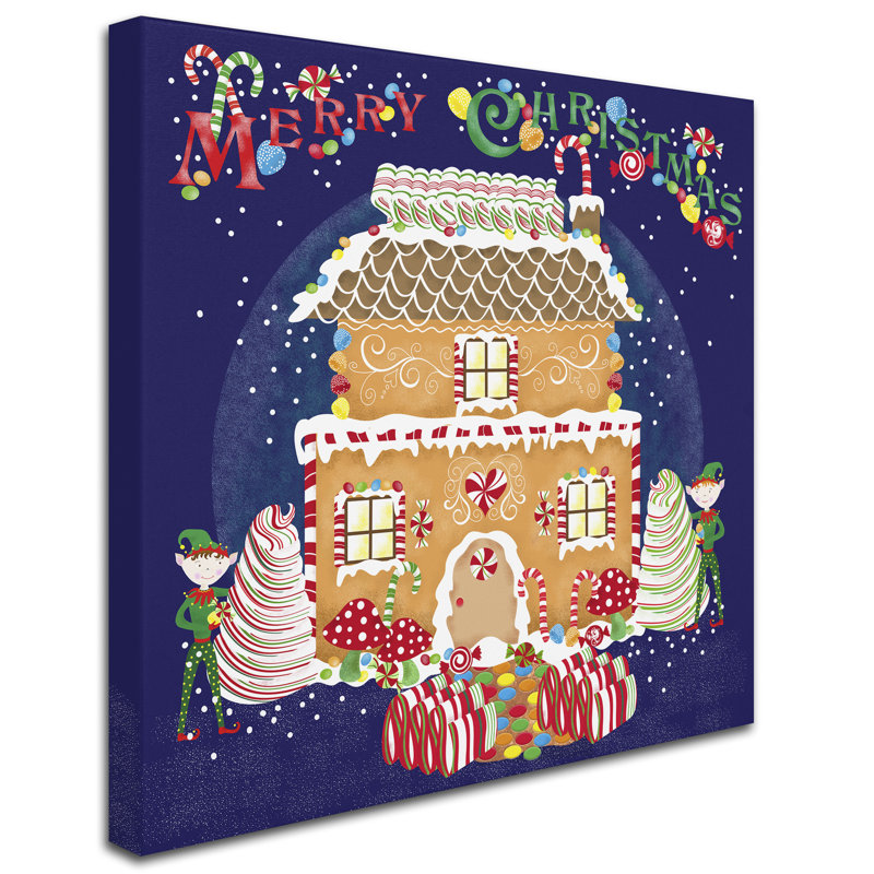 « xmas pain d’épice house », reproduction d’impression sur toile tendue, H 18 po x l 18 po x P 2 po