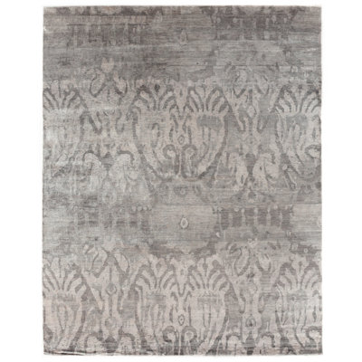 Antique'd Silk Damask Area Rug