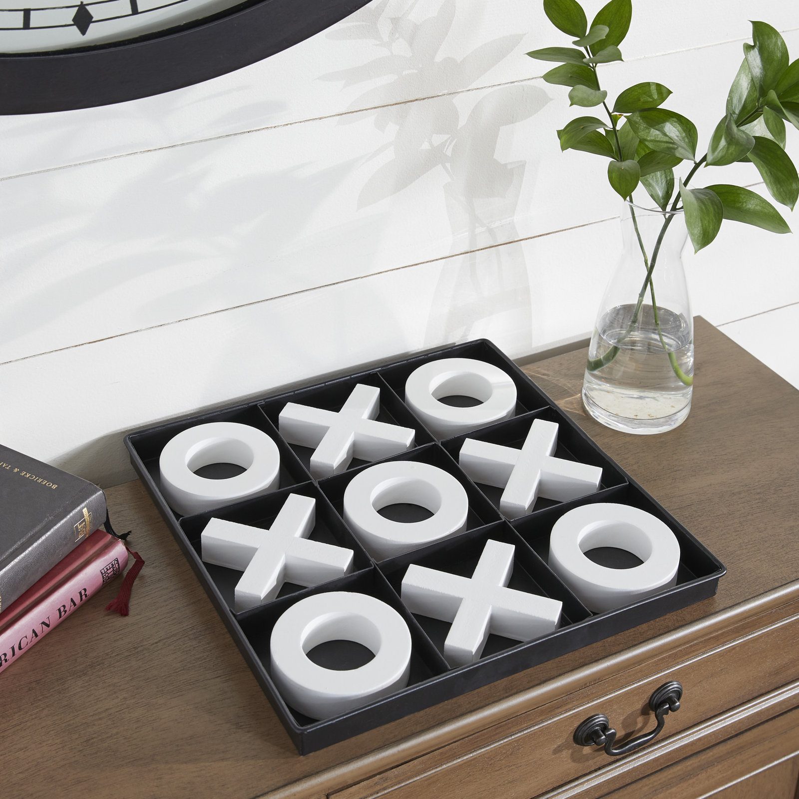 Black Wood Tic-Tac-Toe Game Set