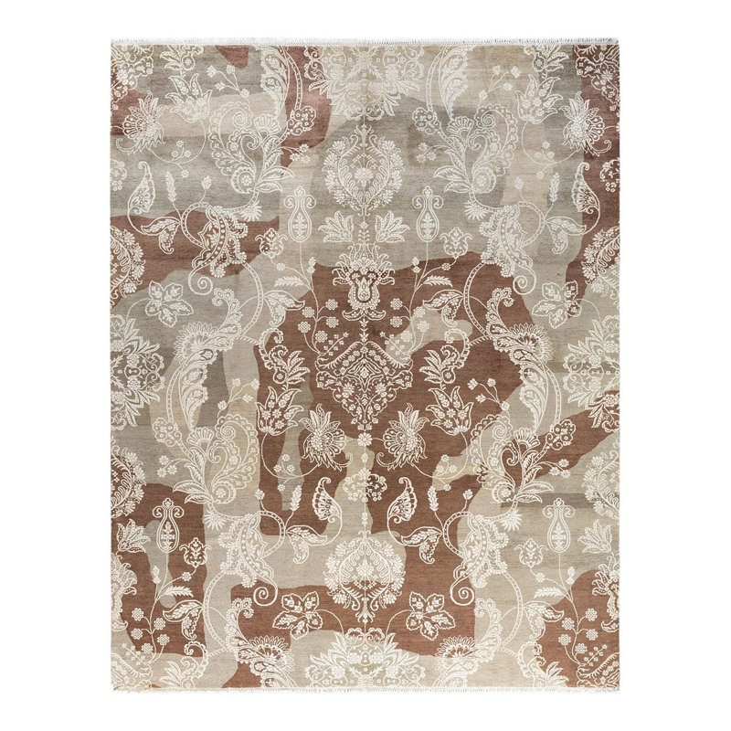 Tapis unique noué à la main brun 8 pi 2 po x 10 pi 4 po Makenley