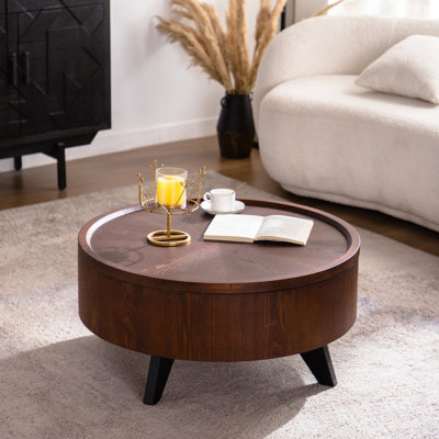 Table basse ronde avec rangement caché