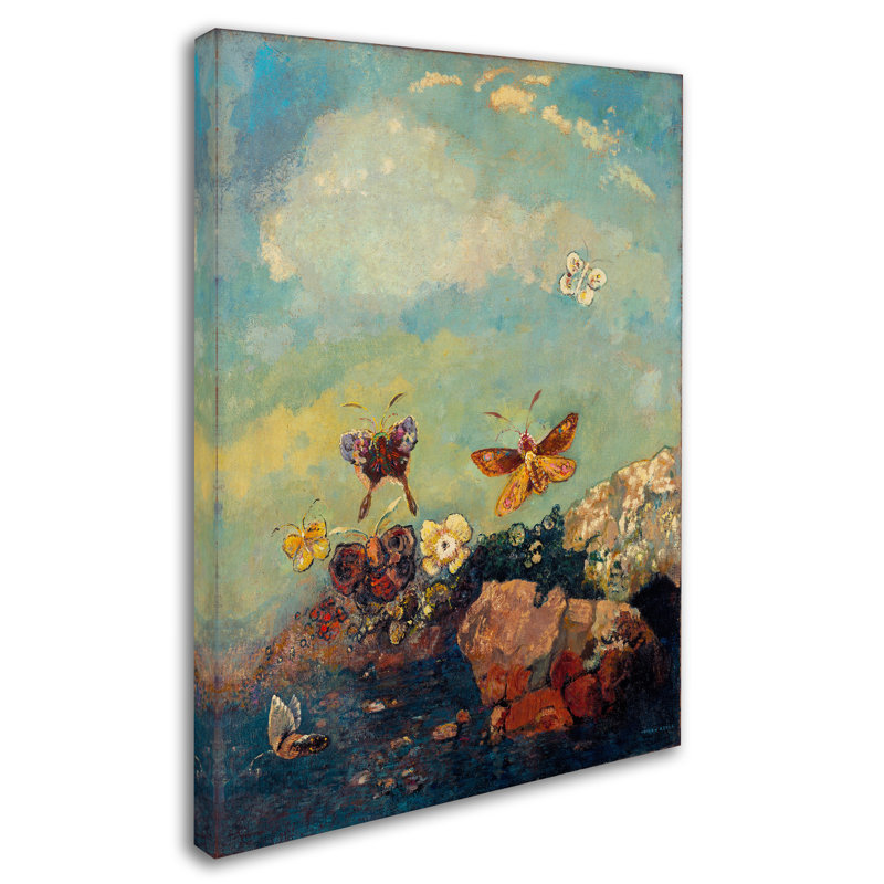 « papillons », reproduction sur toile tendue, H 19 po x l 14 po