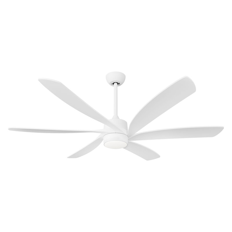 64" Modern 6 Blade Low Profile Dc Motor Ceiling Fan With Led Light And Remote For Indoor/outdoor Covered Spaces, White, White