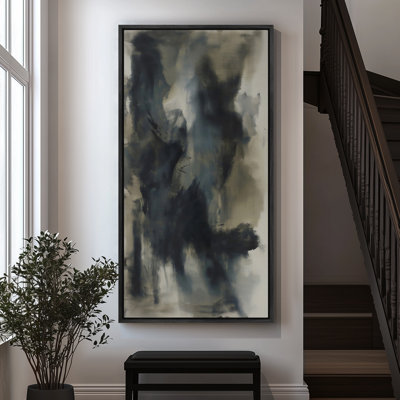 Abstrait gris anthracite profond - reproduction d'art sur toile encadrée