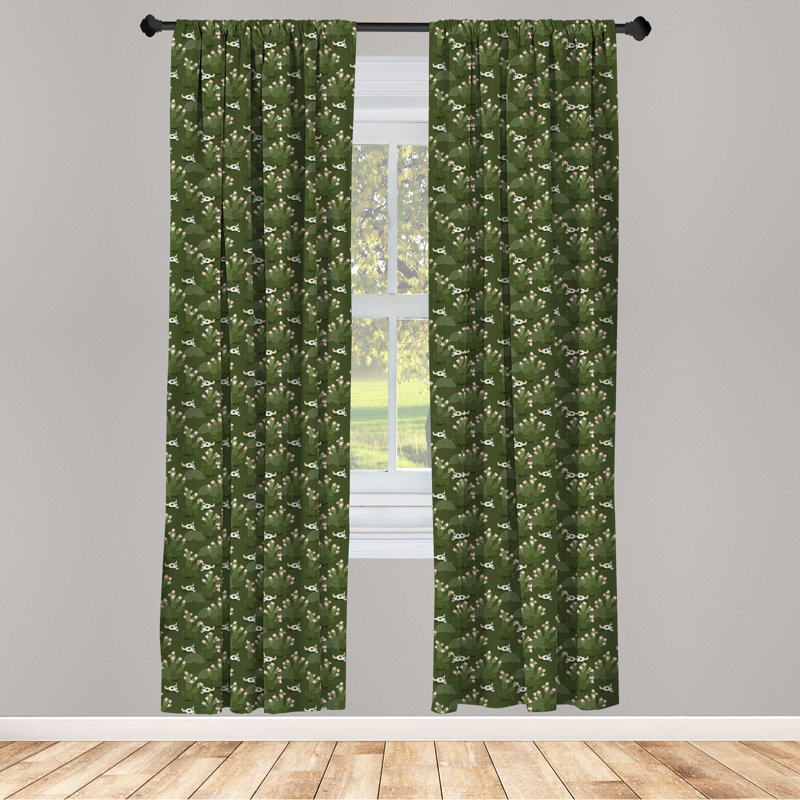 Floral Semi-Sheer Rod Pocket Curtain Panels, 28" x 63"