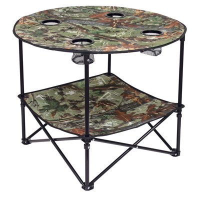 Autumn Round Metal Folding Outdoor Camping Table , 28'' in. W 28'' in. D