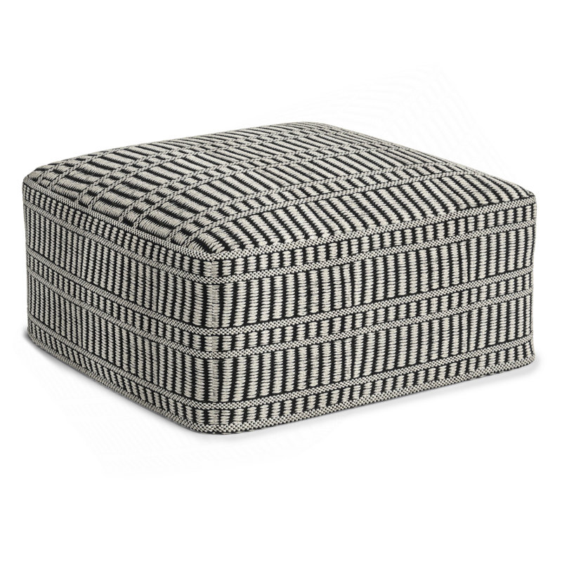 Pouf carré / extérieur tissé carré noir et blanc Safford