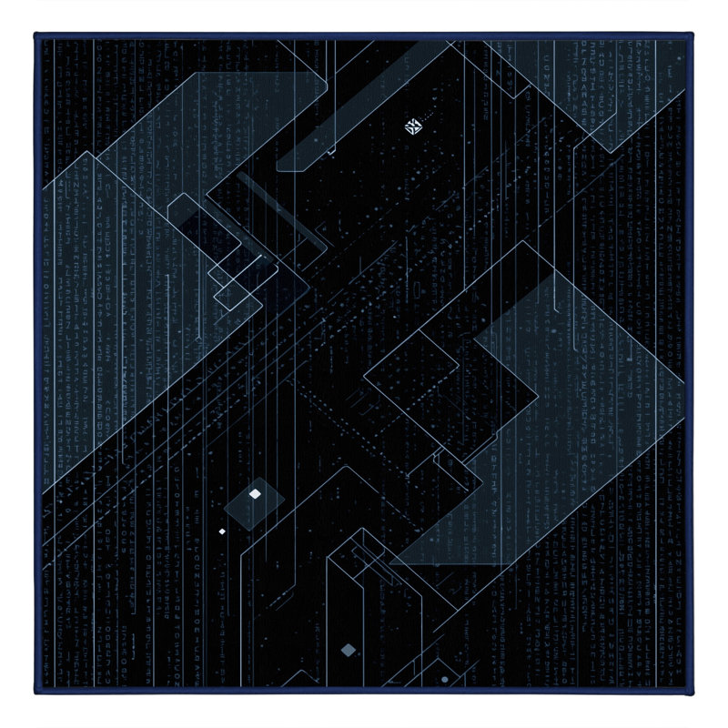 Tapis bleu à motif géométrique moderne lavable à la machine Paulett, Carré 4 pi
