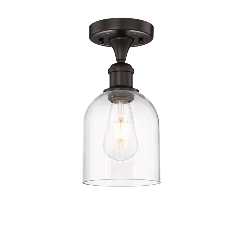 Edison - Allysson - 1 Light 6" Semi-Flush Mount - Seedy Shade, Clear, Oil Rubbed Bronze