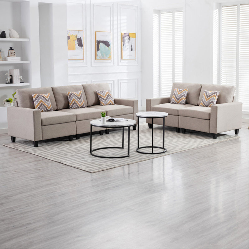 Cooper Linen 5-Seater Sofa with Cupholder