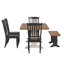 Ensemble de salle à manger Marcotte 78 po en bois massif fini chêne avec chaises à dossier à fuseaux - 6 pièces, table à piètement blanc antique, chaises à piètement noir antique et banc-1518945081-1518945080