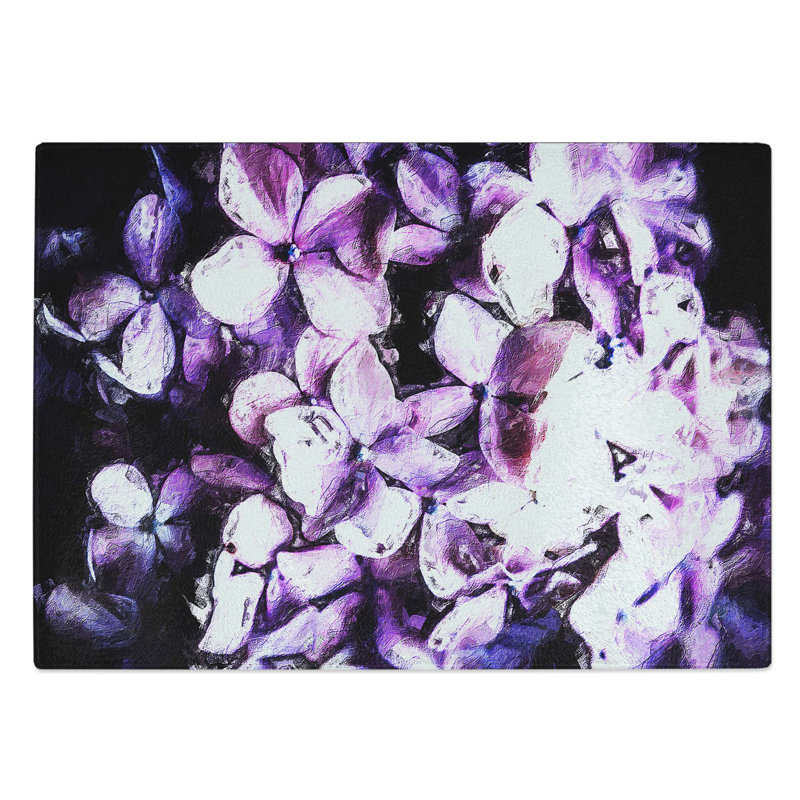 Glass Lilac Hydrangeas Chopping Board, 28.5 cm W x 20 cm L