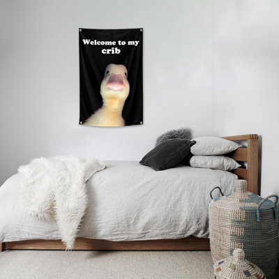 Welcome To My Crib Flag Drôle de tapisserie 2 x 3 pi intérieur extérieur art mural tapisserie pour chambre à coucher ados chambre décoration salon chambre