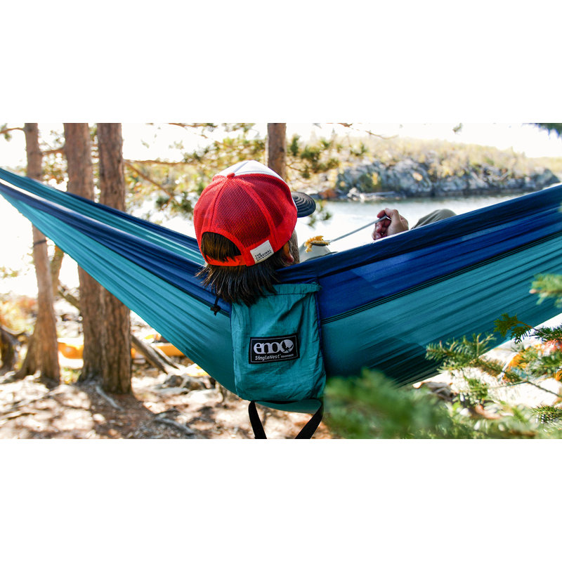 Camping Hammock, Seafoam/Navy Blue, 33'' H x 66'' W x 114'' L