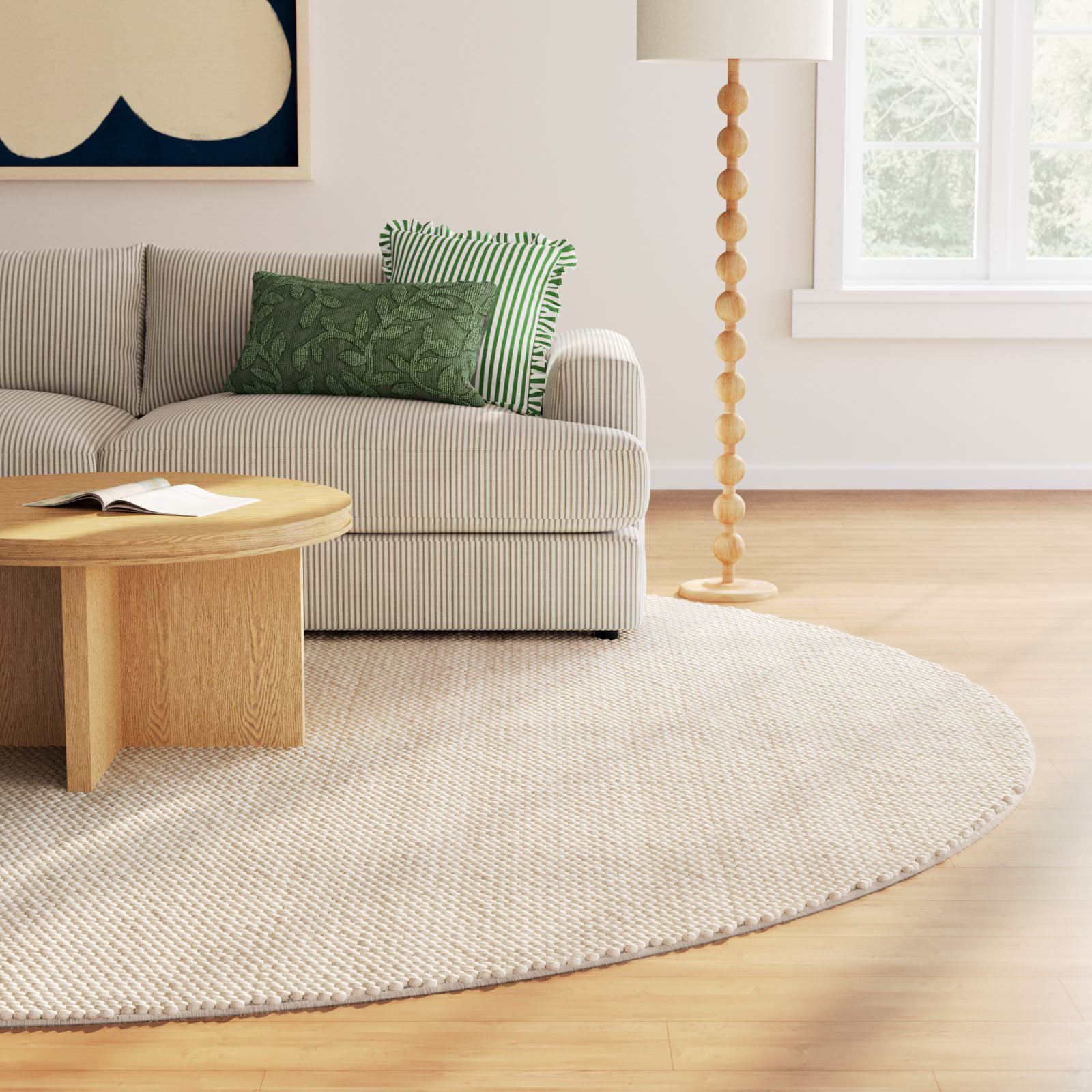 Elle Ivory Hand-Woven Wool Rug, Round 8'