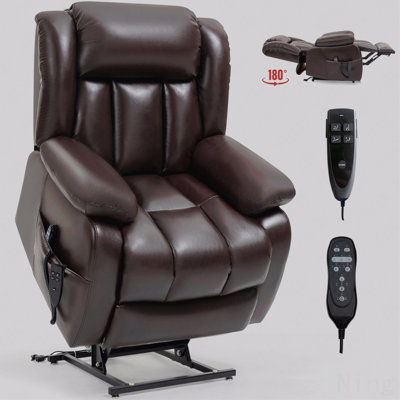 Fauteuil inclinable électrique brun moyen à deux moteurs - massage 8 points, chauffage lombaire, position infinie