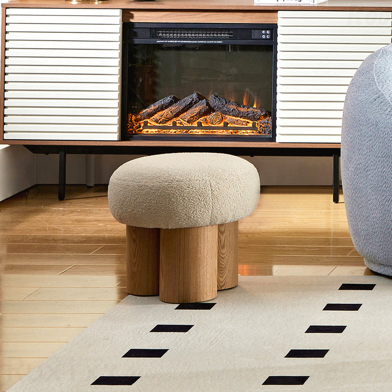 Tabouret avec coussin en peluche Grieg, Brun