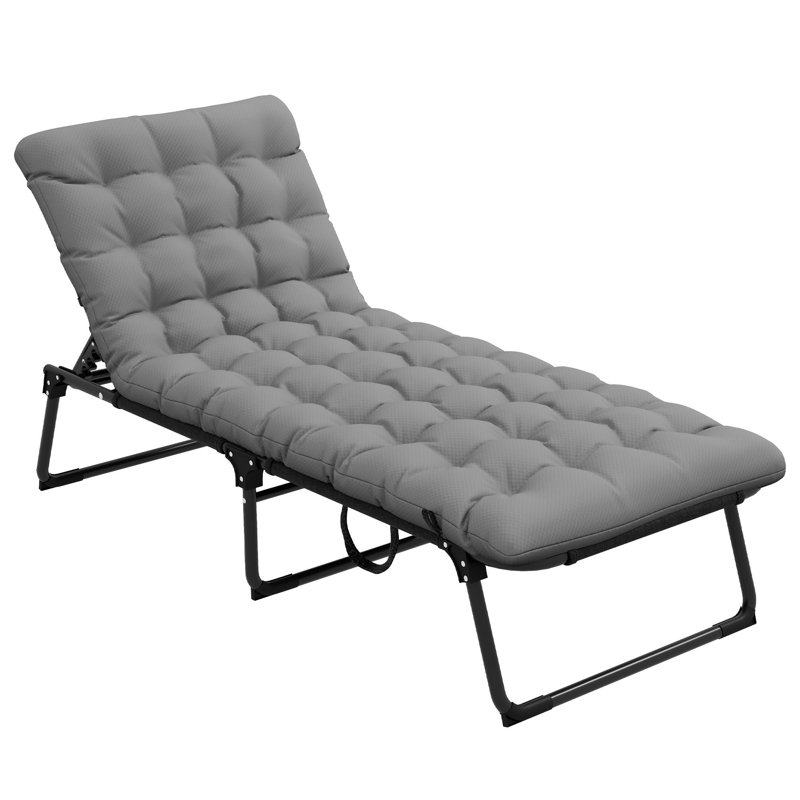 Sundeck adjustable folding recliner with magazine bag, removable headrest and upholstery