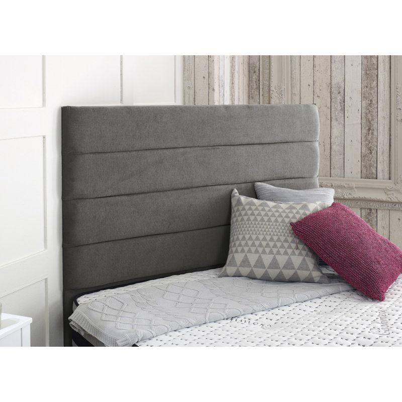 Salmon Upholstered Velvet Panel Headboard, Super King (6'), Grey