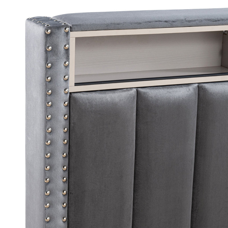 Rangement de lit, Double, Gris foncé
