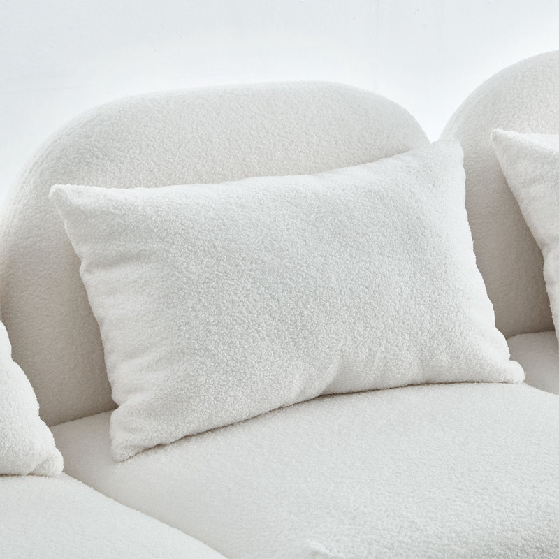 Upholstered Sofa, 28.3" H x 94" W x 34.2" D, White 100% Polyester