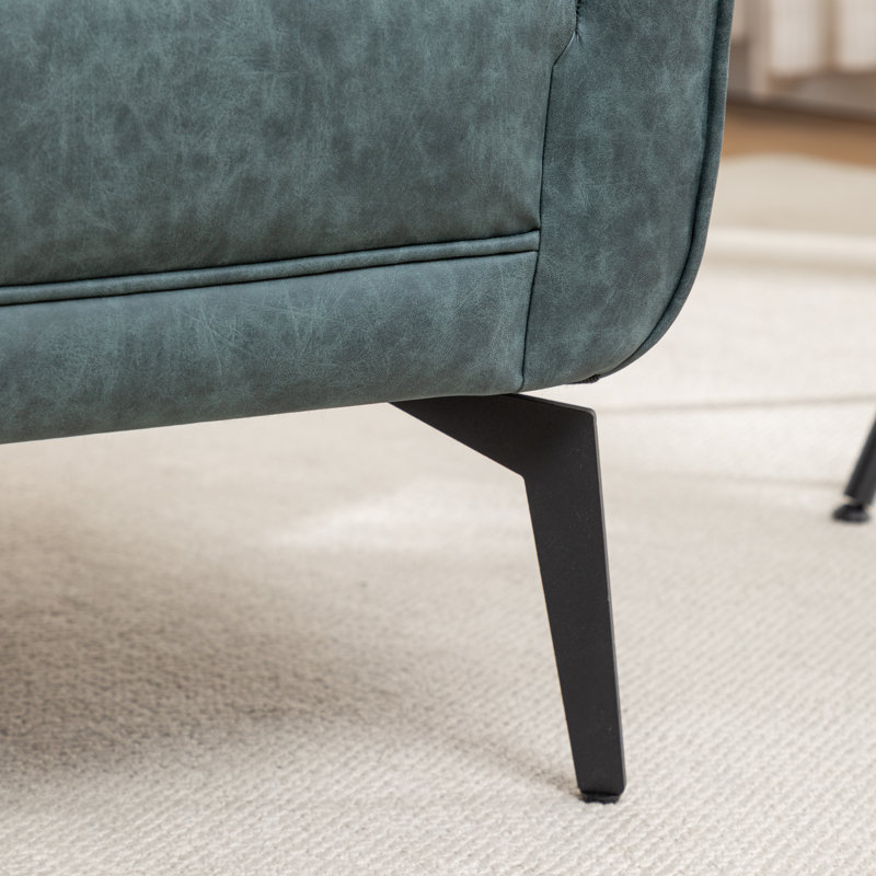 Fauteuil demi-tonneau en simili cuir Ammon, Similicuir bleu