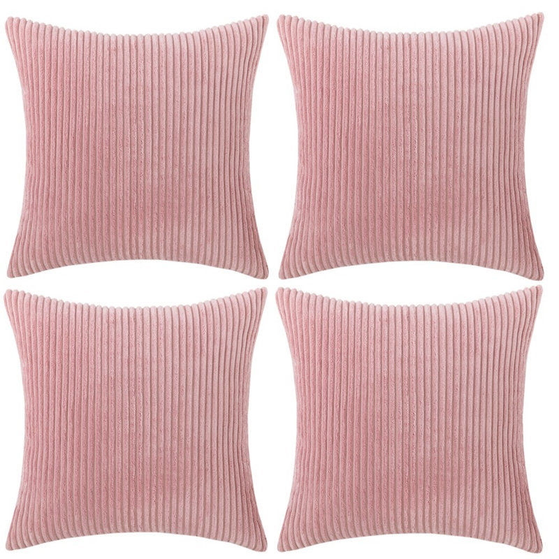 Housse de coussin à rayures, Rose, 18 po x 18 po