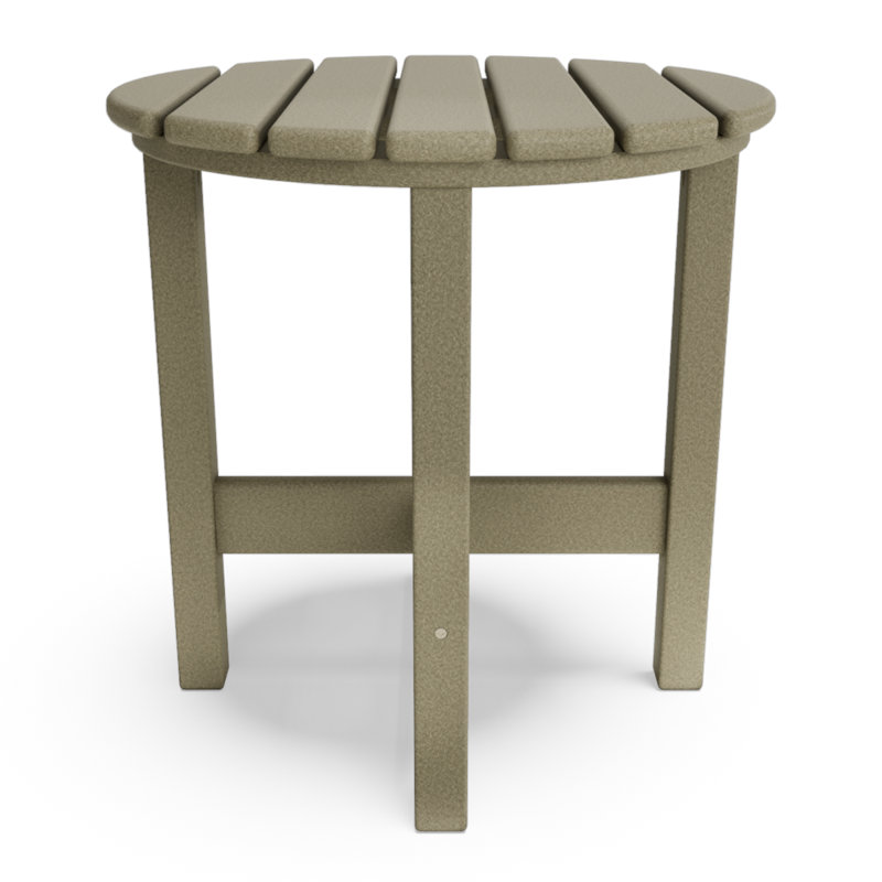 Table de bout ronde en bois patiné, Beige