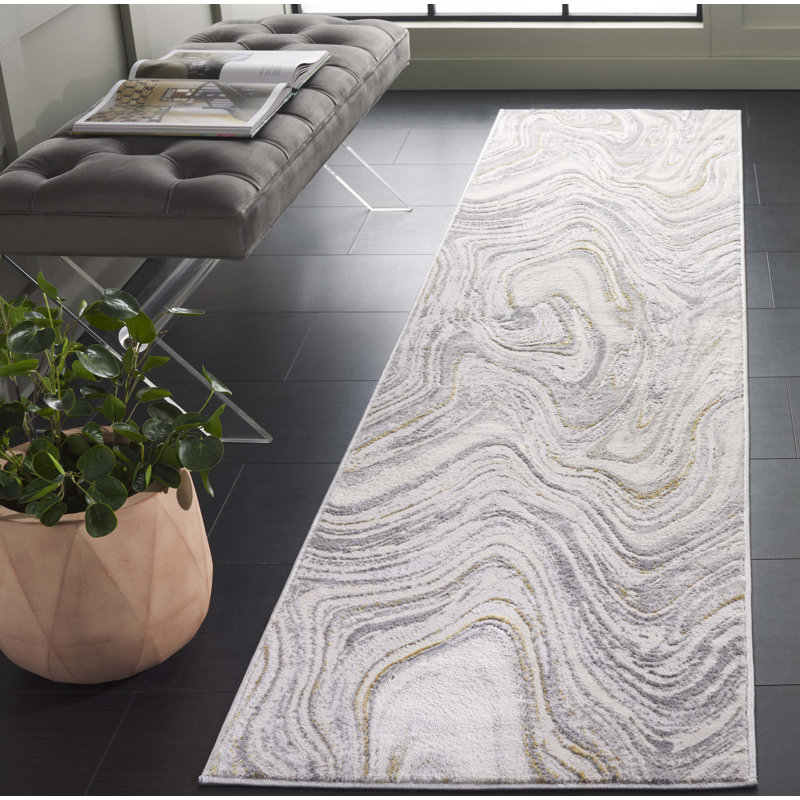 Tapis abstrait Mahpiya Performance, Tapis de couloir 2 pi 3 po x 8 pi