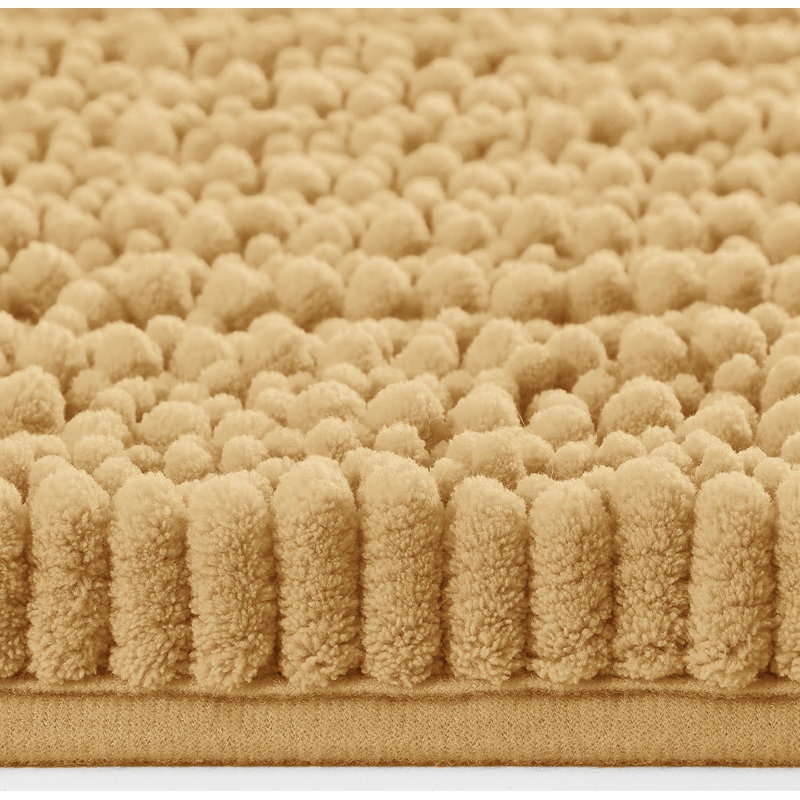 Ensemble de 2 tapis de salle de bain en chenille moelleux et moelleux, Moutarde
