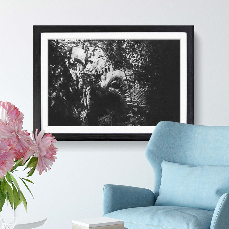Elephant in the Trees - Picture Frame Graphic Art Print, Black Framed, 48cm H x 65cm W x 2cm D