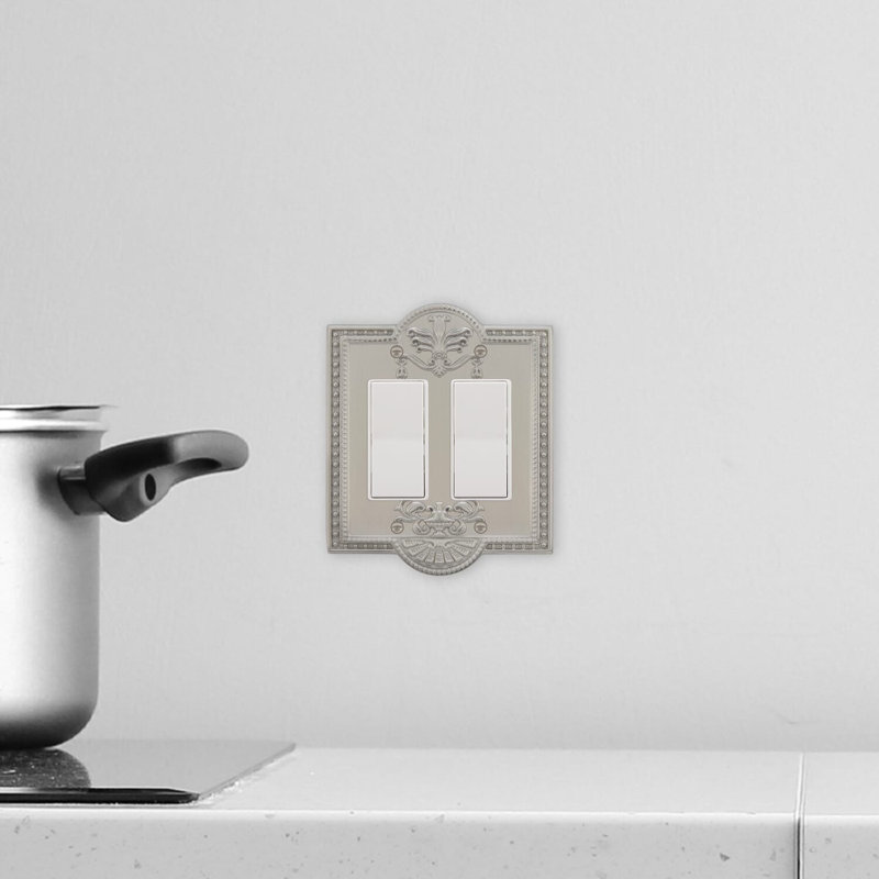 Meadows 2-Gang Rocker Light Switch Wall Plate, Satin Nickel